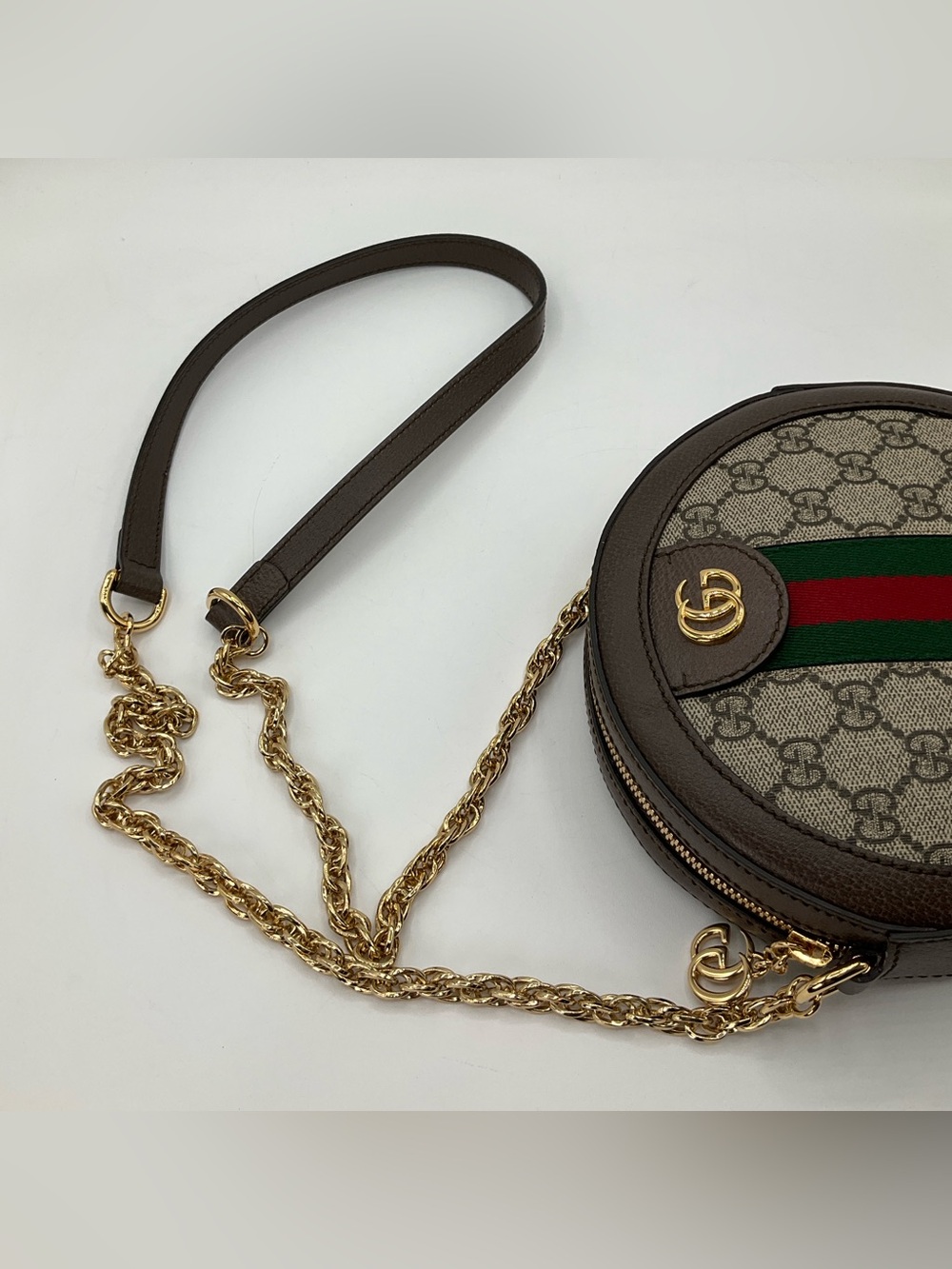Gucci Ophidia Mini GG Round Shoulder Bag Supreme Monogram Canvas Web Stripe - Picture 10 of 15